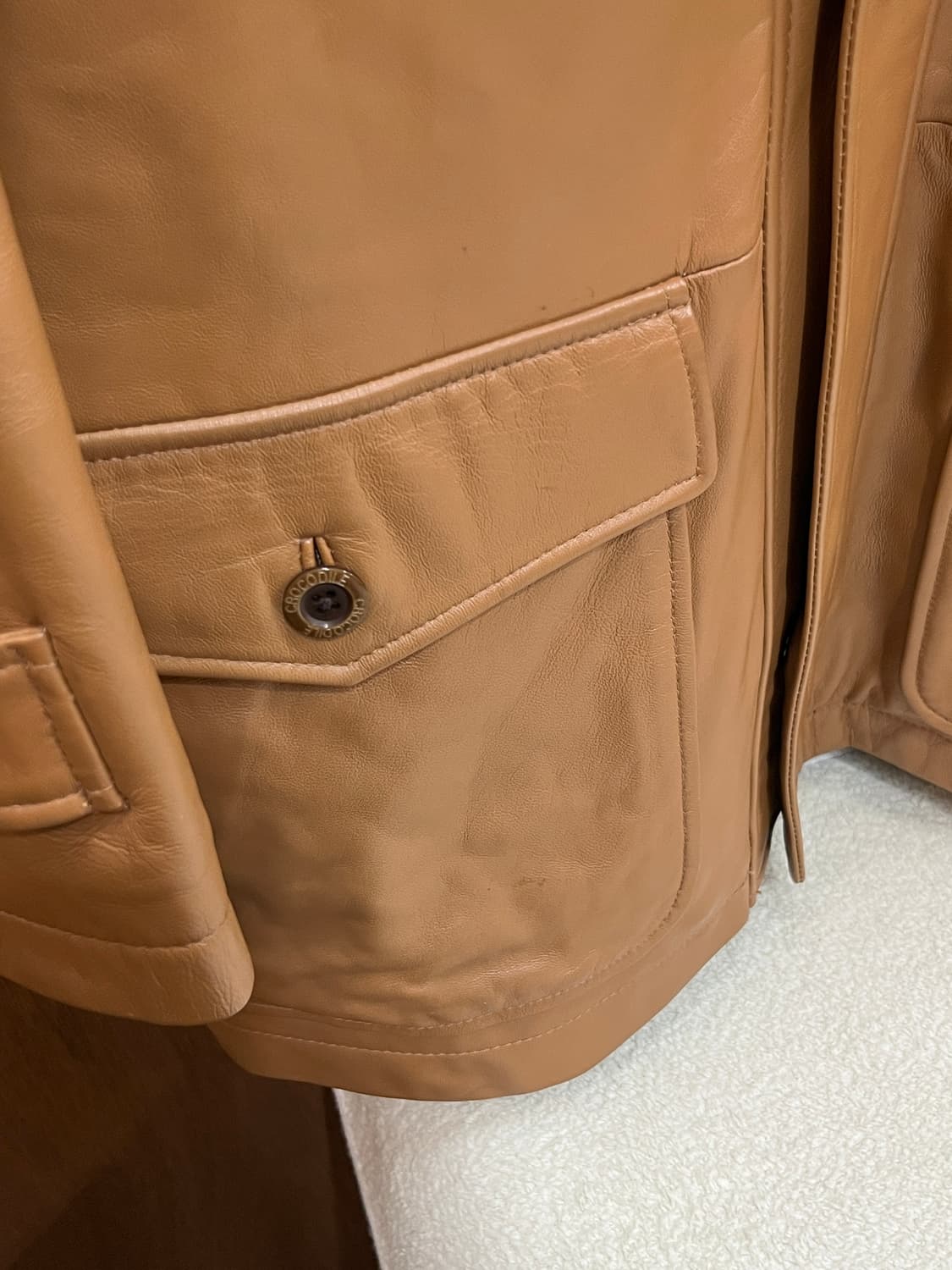 Crocodile 천연 양가죽 자켓 카멜 상품이미지10