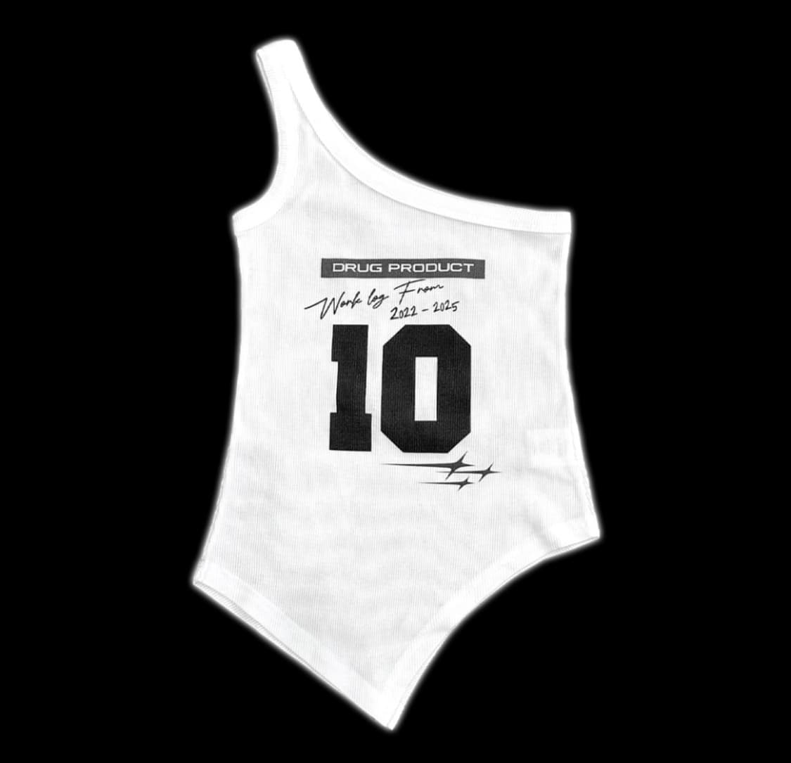 드러그 프로덕트 원숄더 슬리브리스 민소매 탑 화이트 상품이미지2