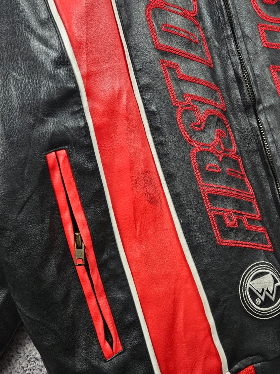 퍼스트 다운 레드트림 레이싱 기어 터보 풀 가죽자켓 (L) / 11107 상품이미지6
