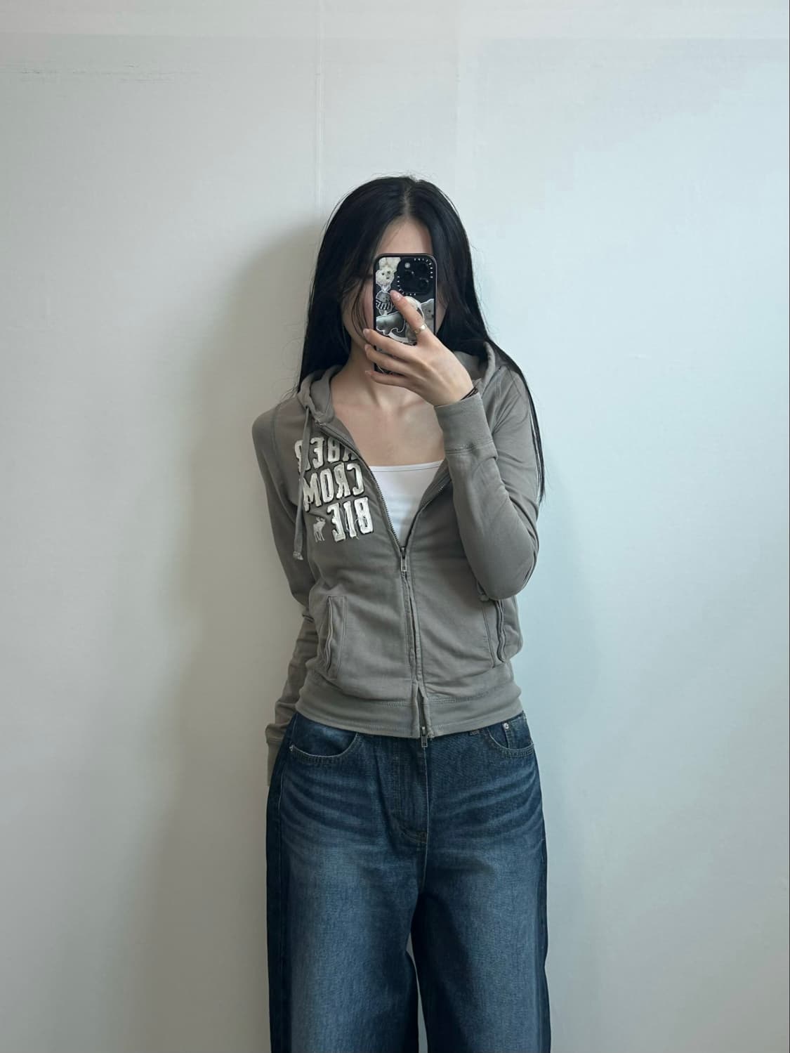 아베크롬비 y2k 와투케 그레이 후드집업 상품이미지1