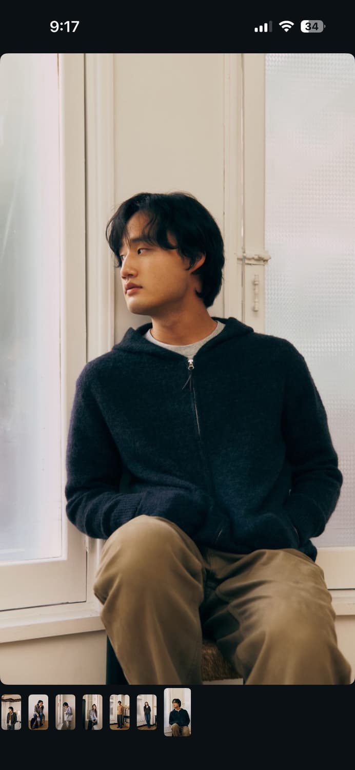 [L]니틀리 베이비 알파카 후드 집업 포켓 가디건 차콜 상품이미지2