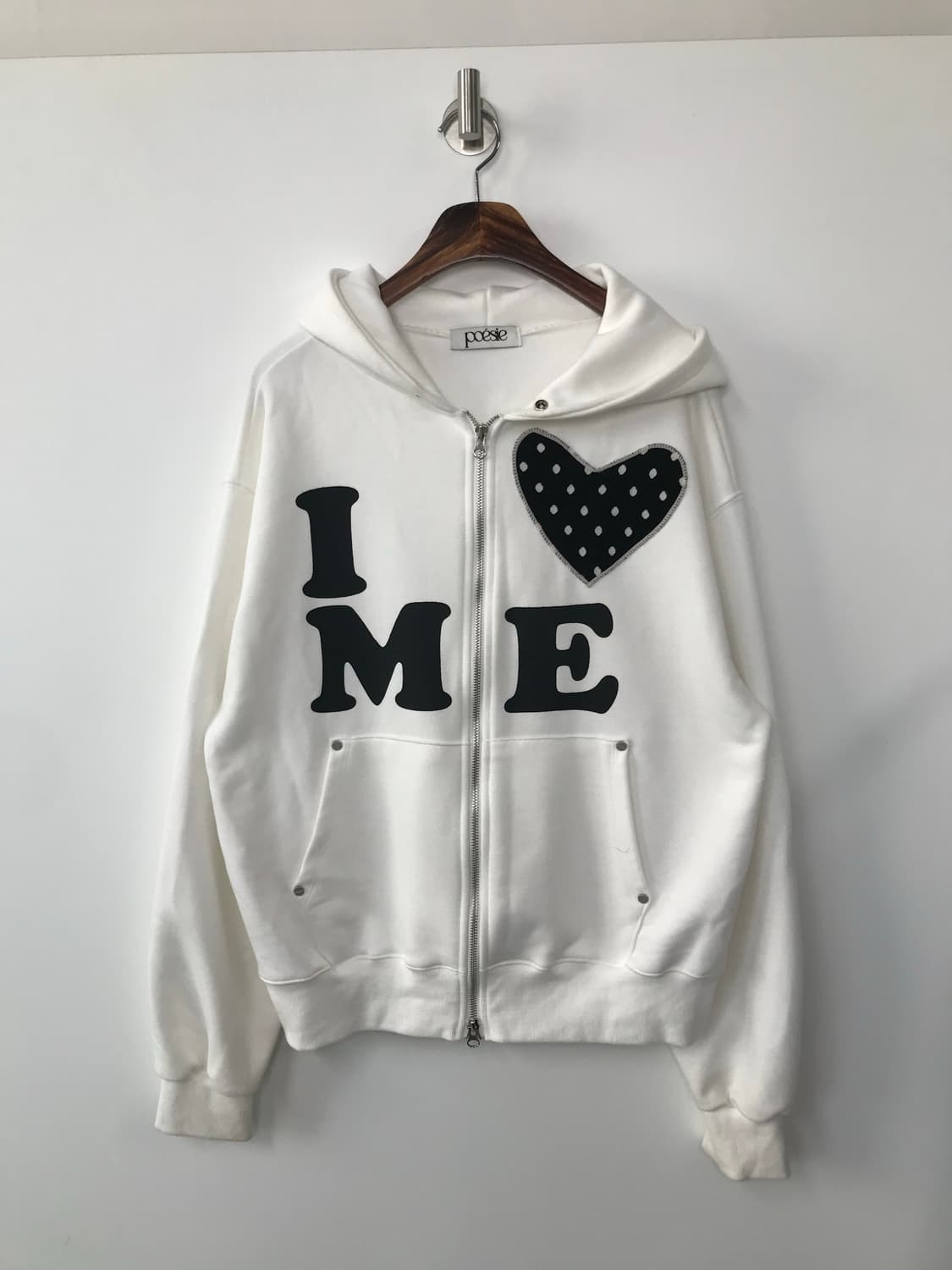 Vintage 빈티지 하트도트 화이트 후드집업 상품이미지2