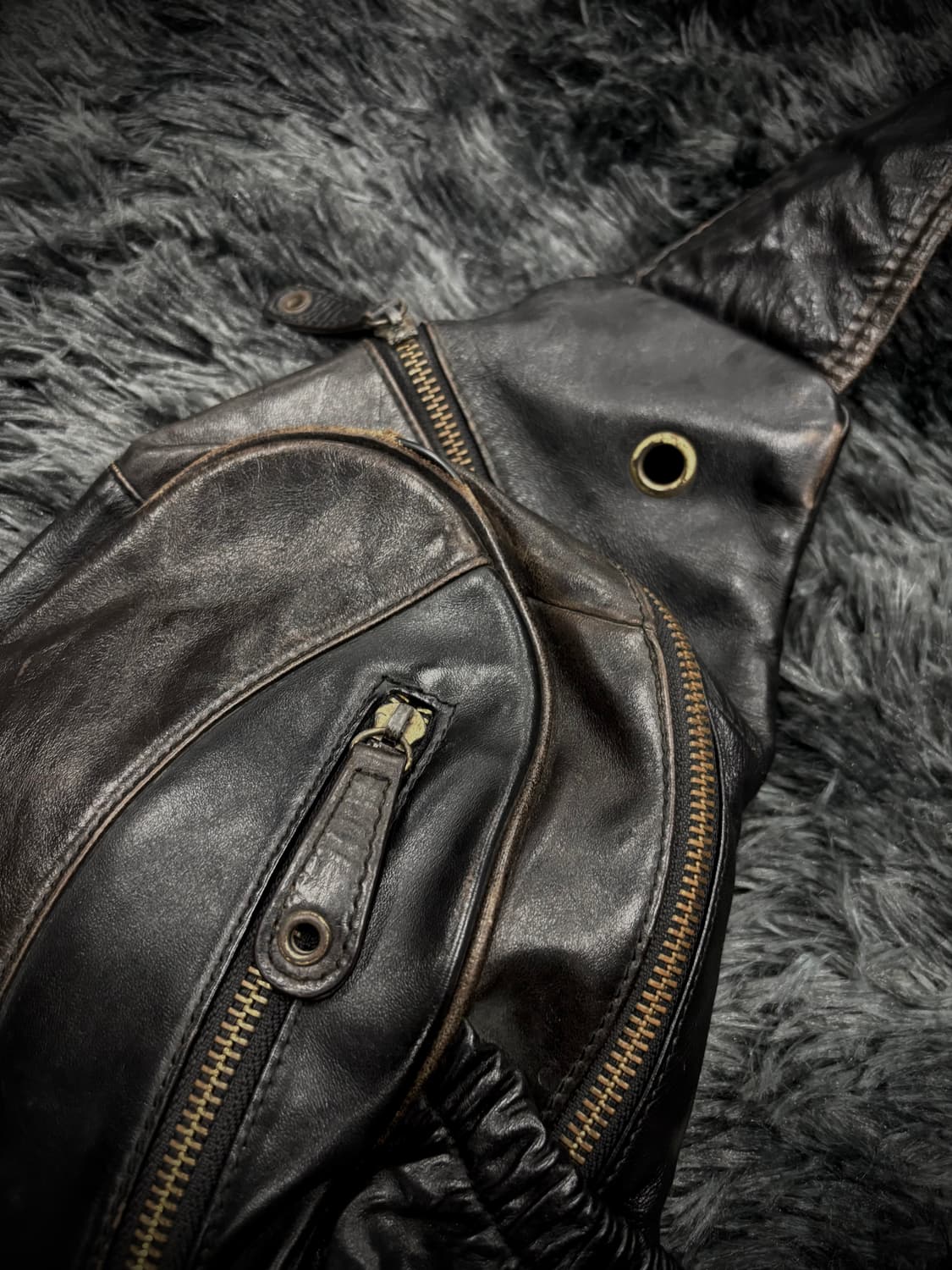 블랙 가죽 y2k 포켓 웨이스트 백  상품이미지5