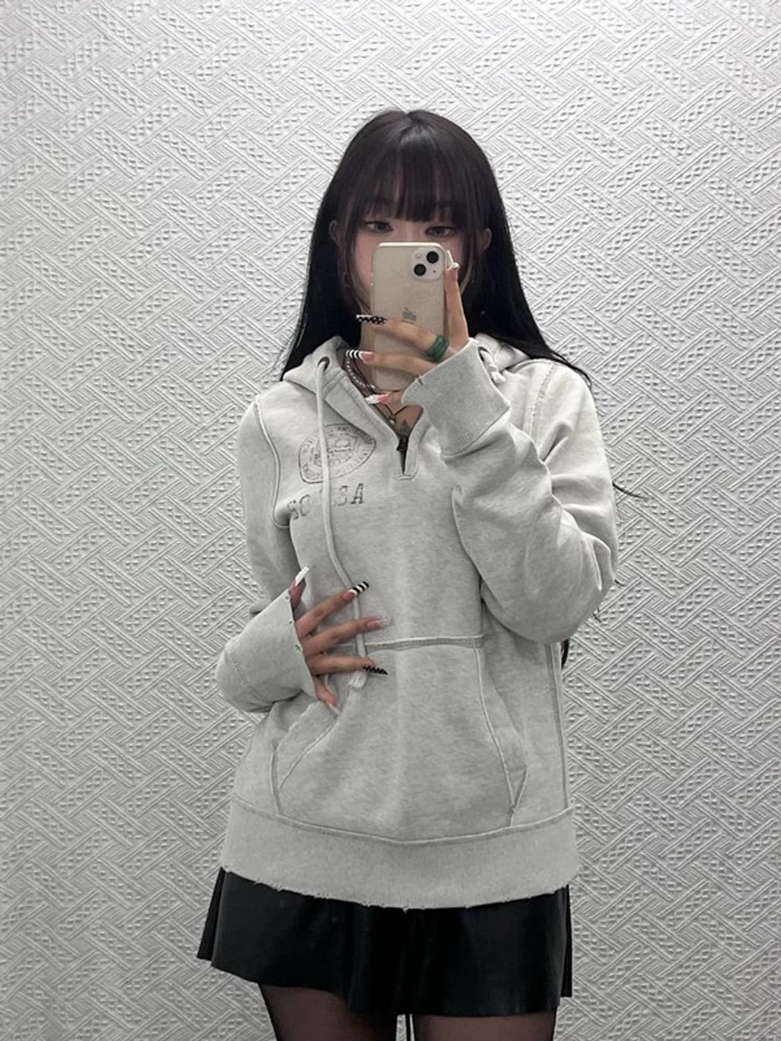 아베크롬비 Y2K 빈티지 데미지 반집업 후드티 M C10478 상품이미지2