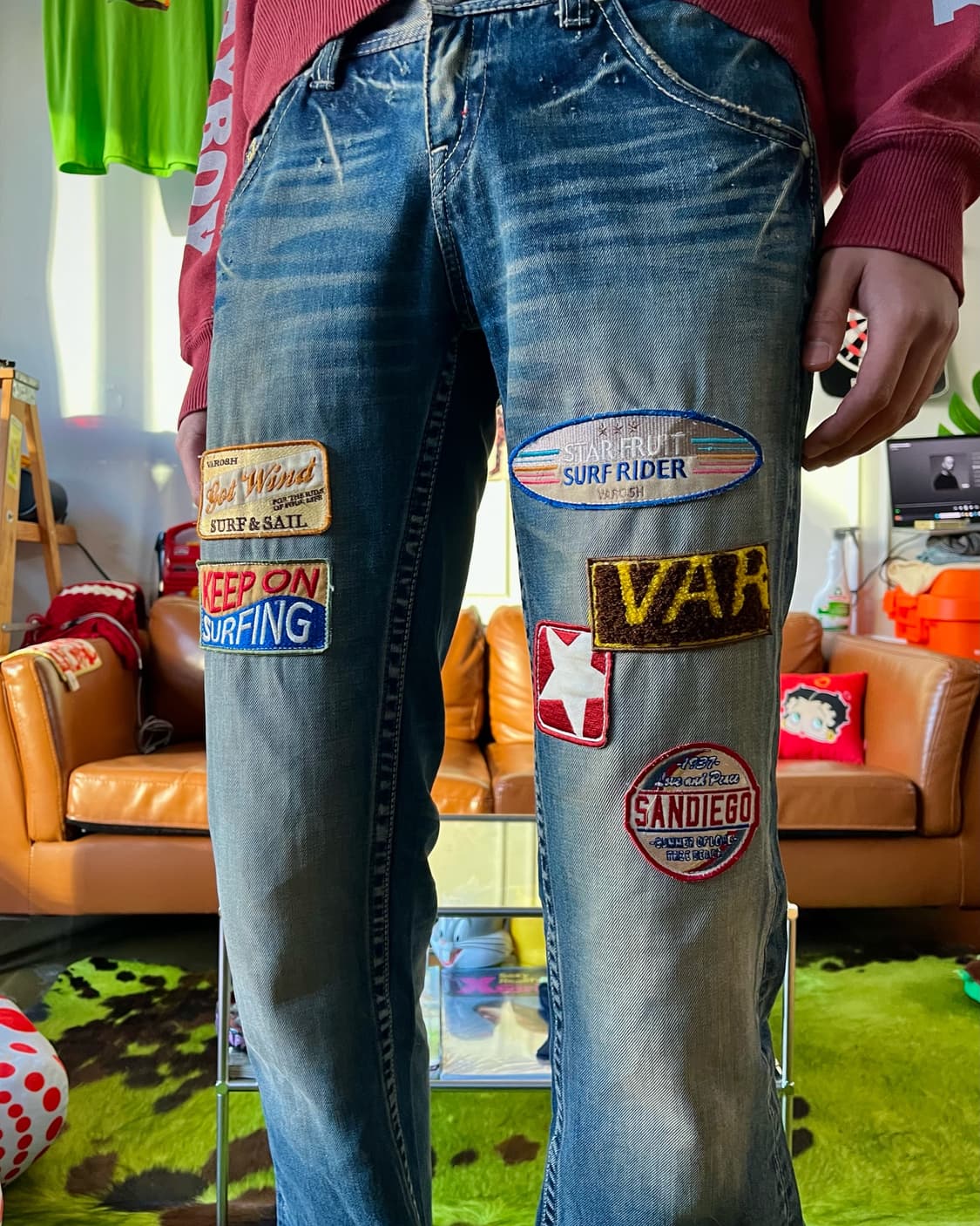 90-00s VAROSH Multi Patch BootsCut Jeans 상품이미지2