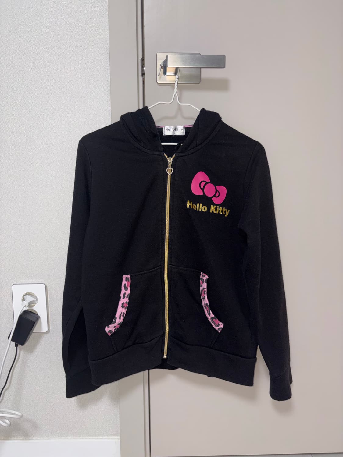 핑크 레오파드 헬로키티 귀 후드집업 상품이미지2
