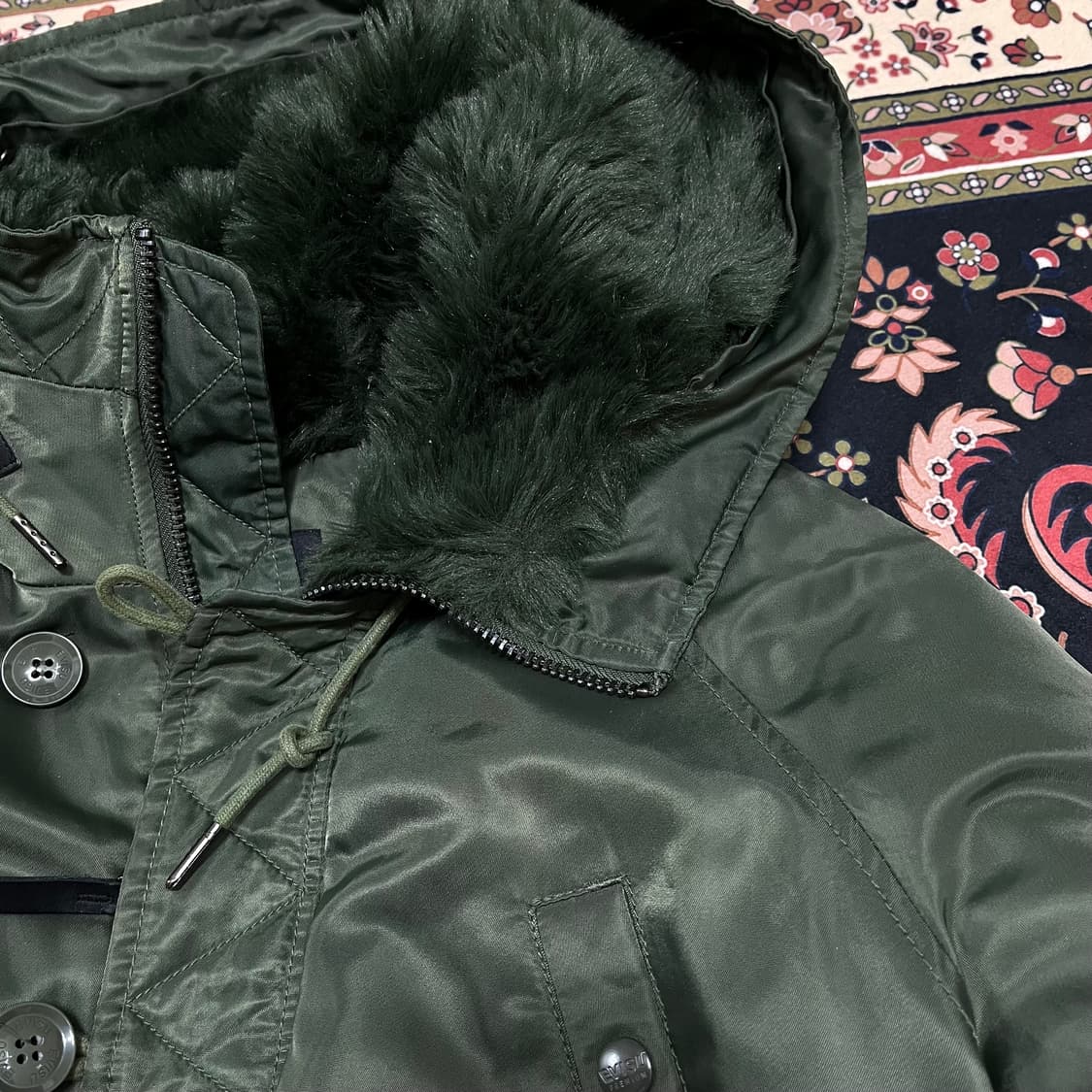 에비수 덕다운 야상 롱패딩 점퍼 카키 S/90 상품이미지4