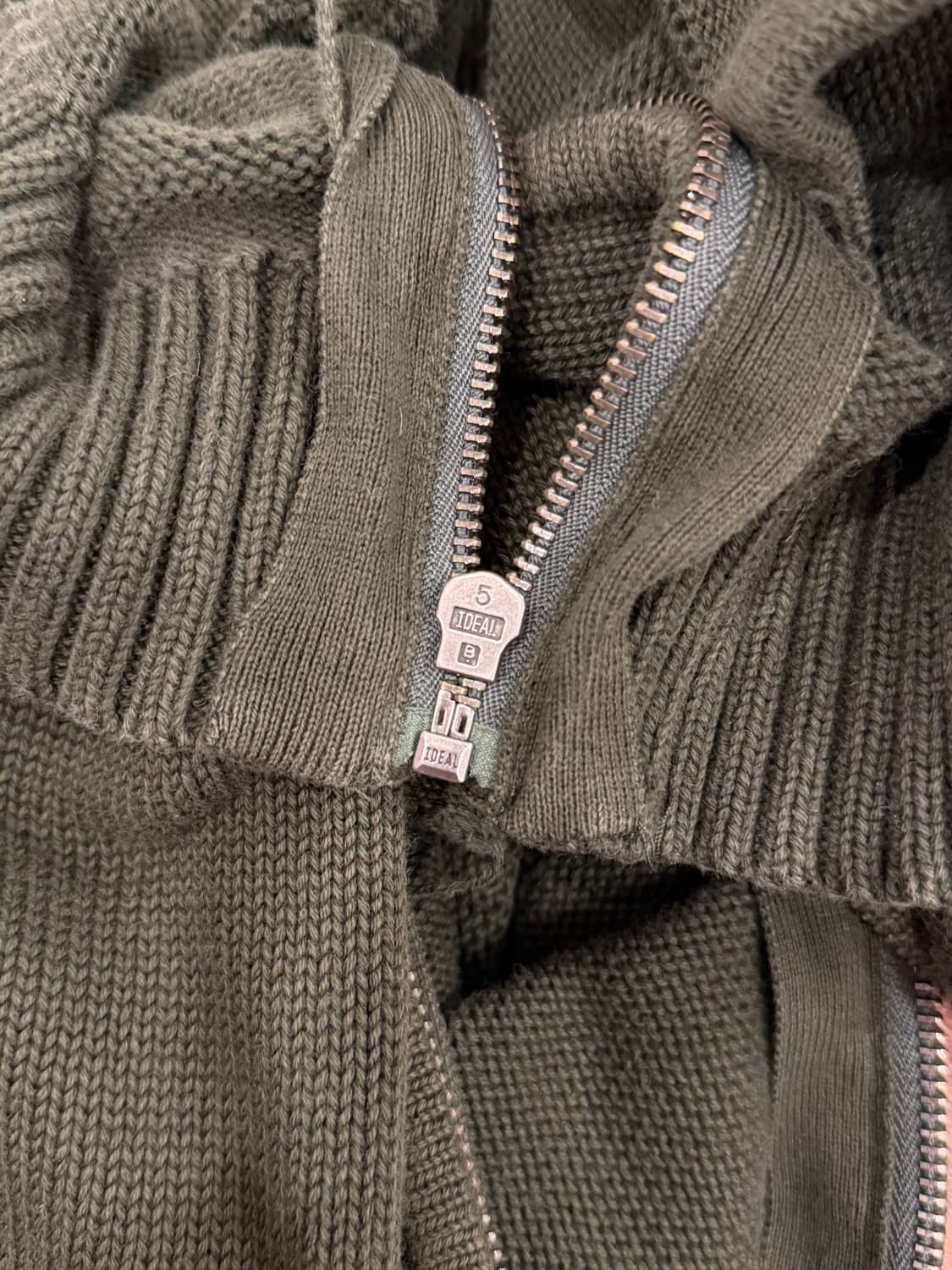 00s L.L.Bean 엘엘빈 코튼 니트 집업 (khaki) 상품이미지5