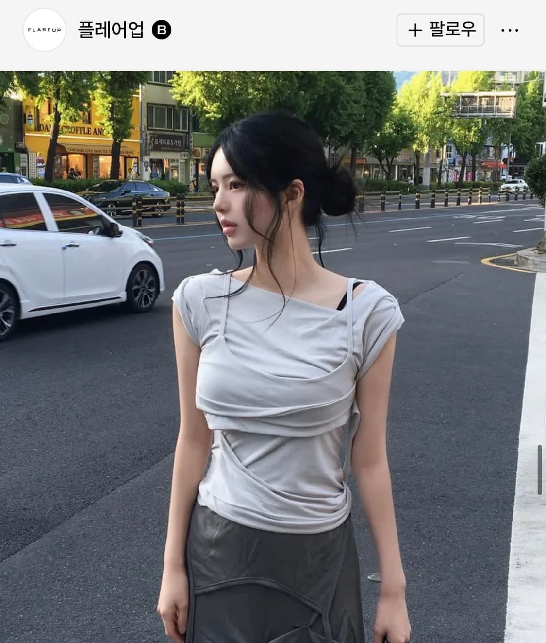 플레어업 Layered Bustier T-Shirt cloud white 상품이미지1