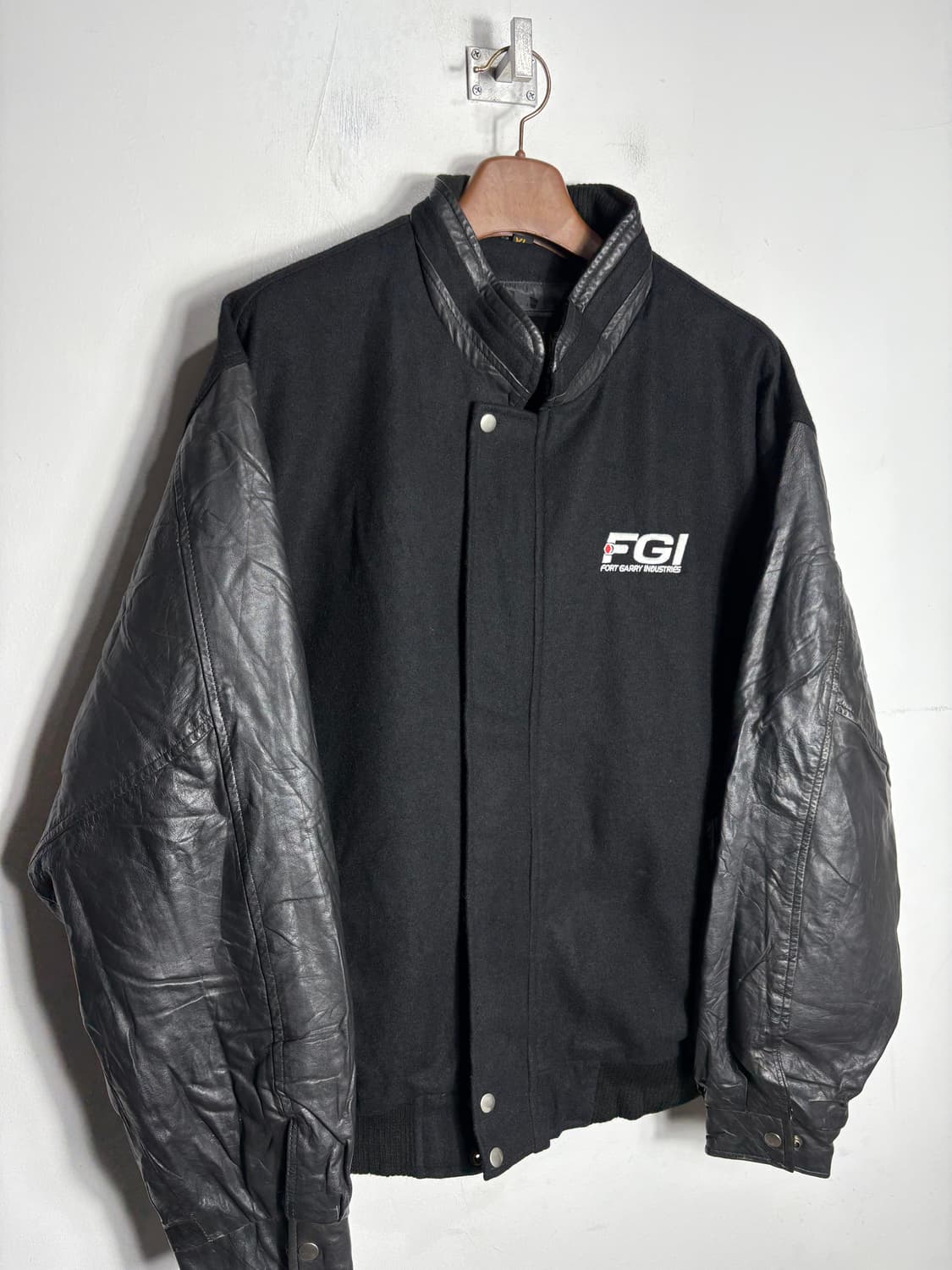 Amanati 아마나티 울 가죽 바시티 자켓 상품이미지2