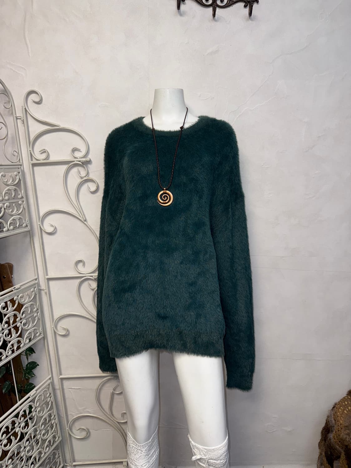 NOMANUAL CROPPED HAIRY KNIT - FOREST L 상품이미지1