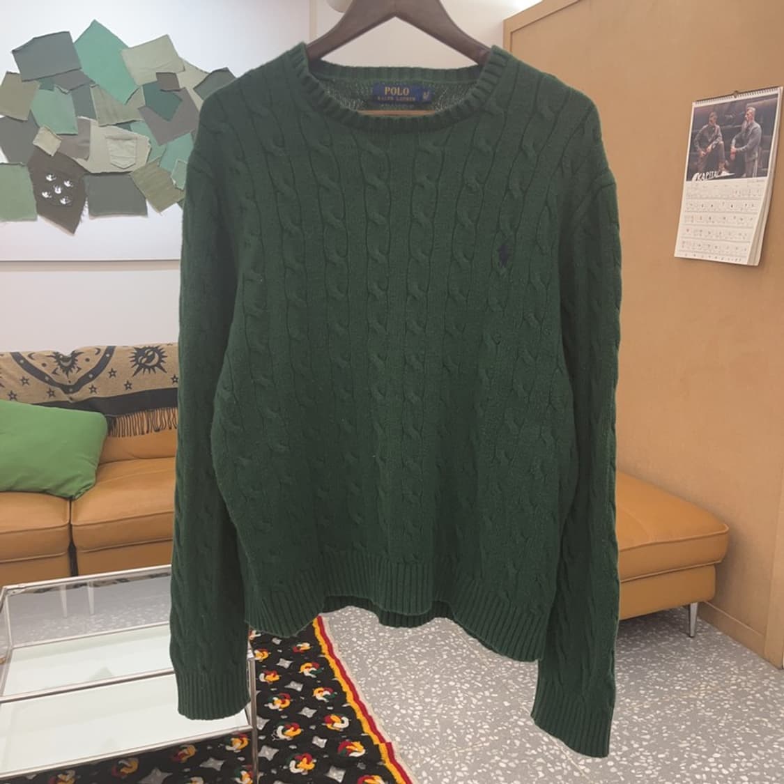 폴로 랄프로렌 빈티지 딥그린 꽈배기 케이블 니트 XL C08485 상품이미지3
