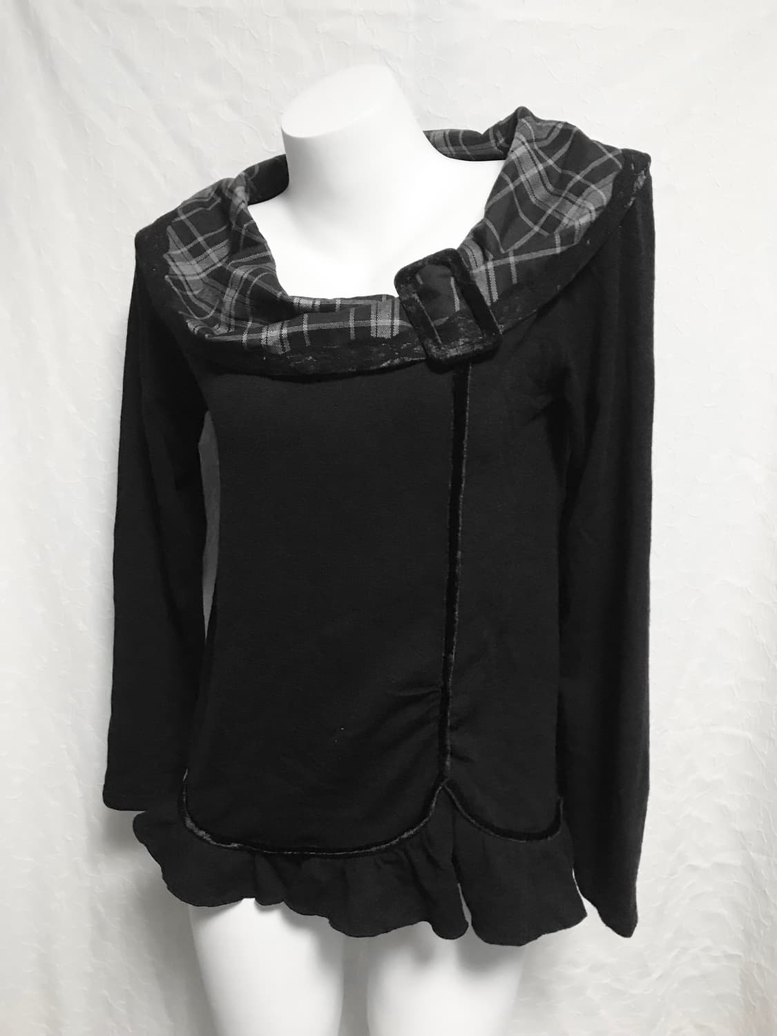 빈티지 axes femme 액시즈팜 로걀 체크 카라 니트 롱슬리브 탑 상품이미지2