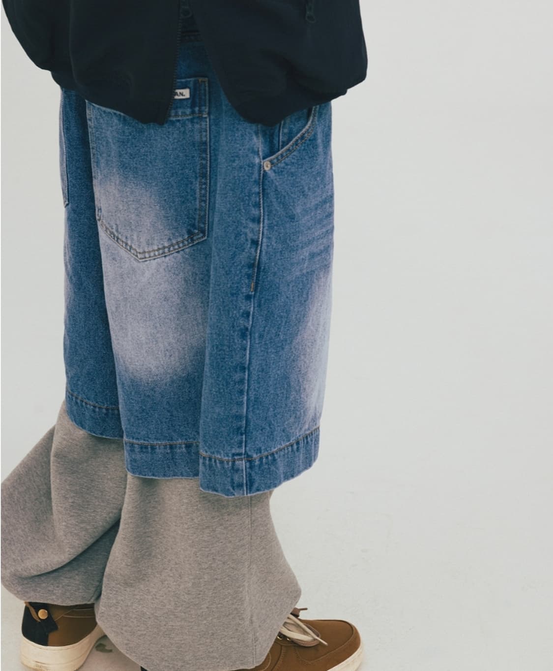 앵글런 데님 레어어드 팬츠 Denim Layered Sweat Pants 상품이미지4
