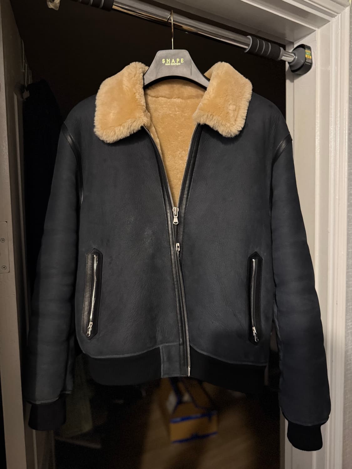 쉐입부티크 레더 시어링 봄버 자켓 상품이미지8