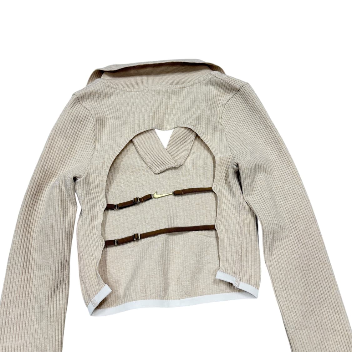 나이키 x 자크뮈스 롱슬리브 립드 폴로 펄 화이트 XS 상품이미지3