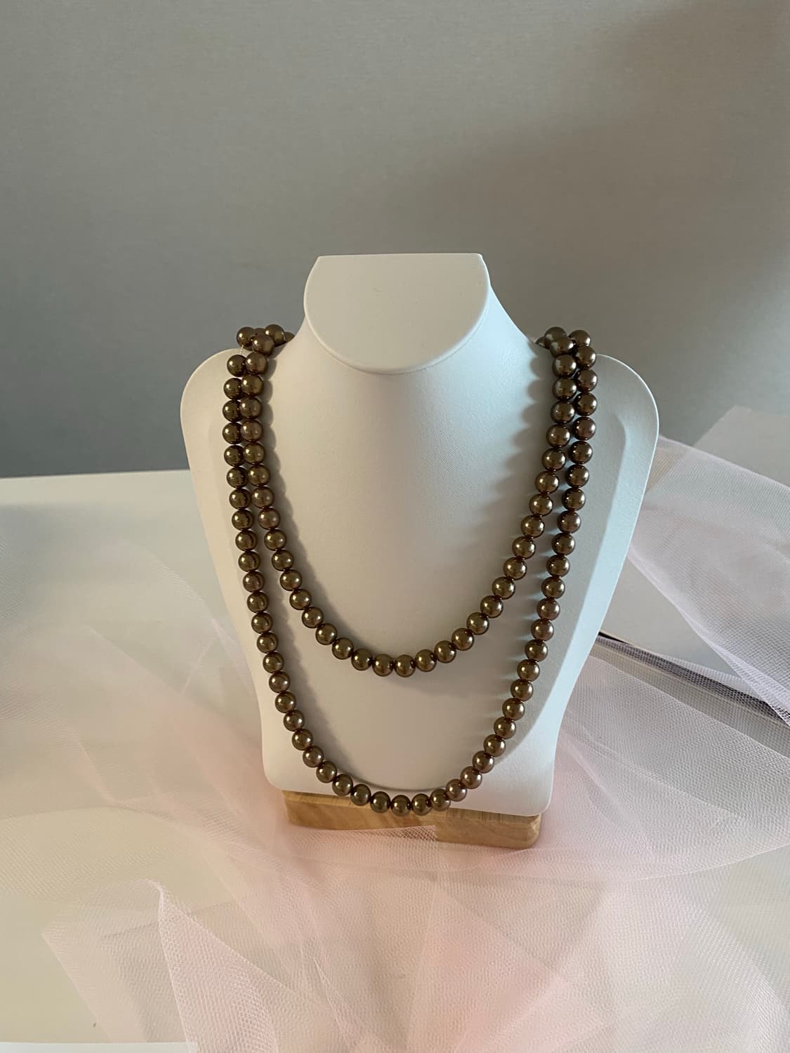 빈티지 브론즈 펄 롱 네크리스 (반길이 53cm) 목걸이  상품이미지2