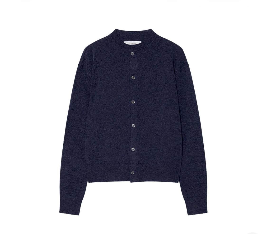 웨이비니스 더블프레임 라운드넥 가디건 네이비 1 상품이미지1
