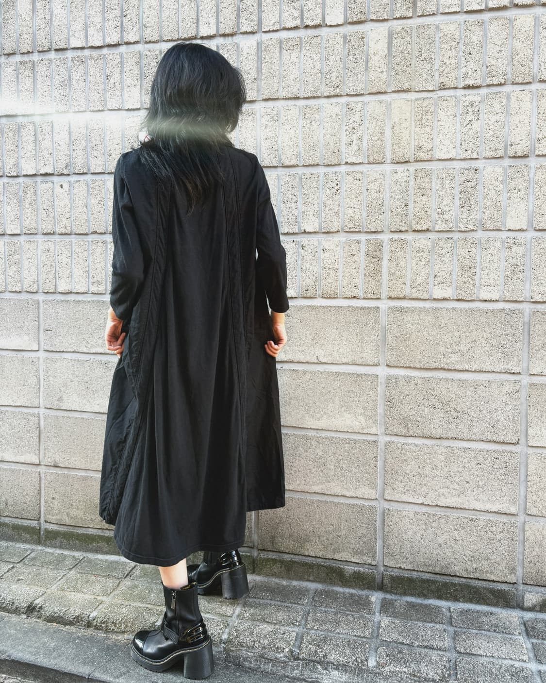 캐피탈 올 블랙 코튼 롱 원피스 상품이미지8