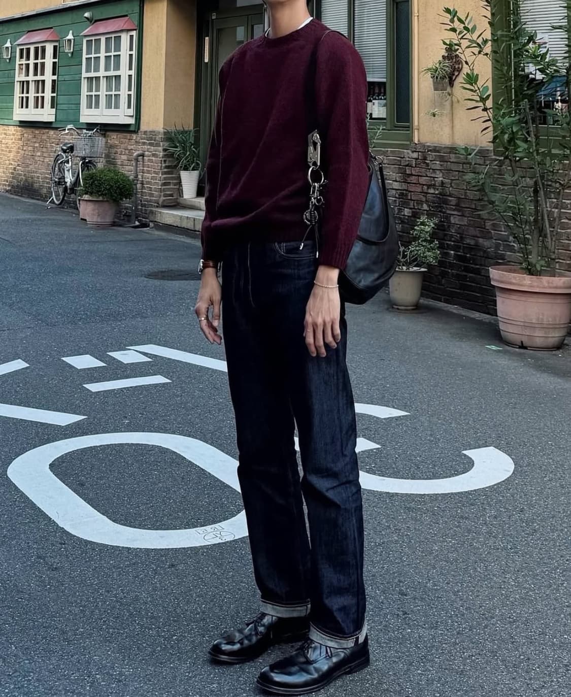 할리오브스코틀랜드 쉐기독 니트 (버건디, 42) 상품이미지1