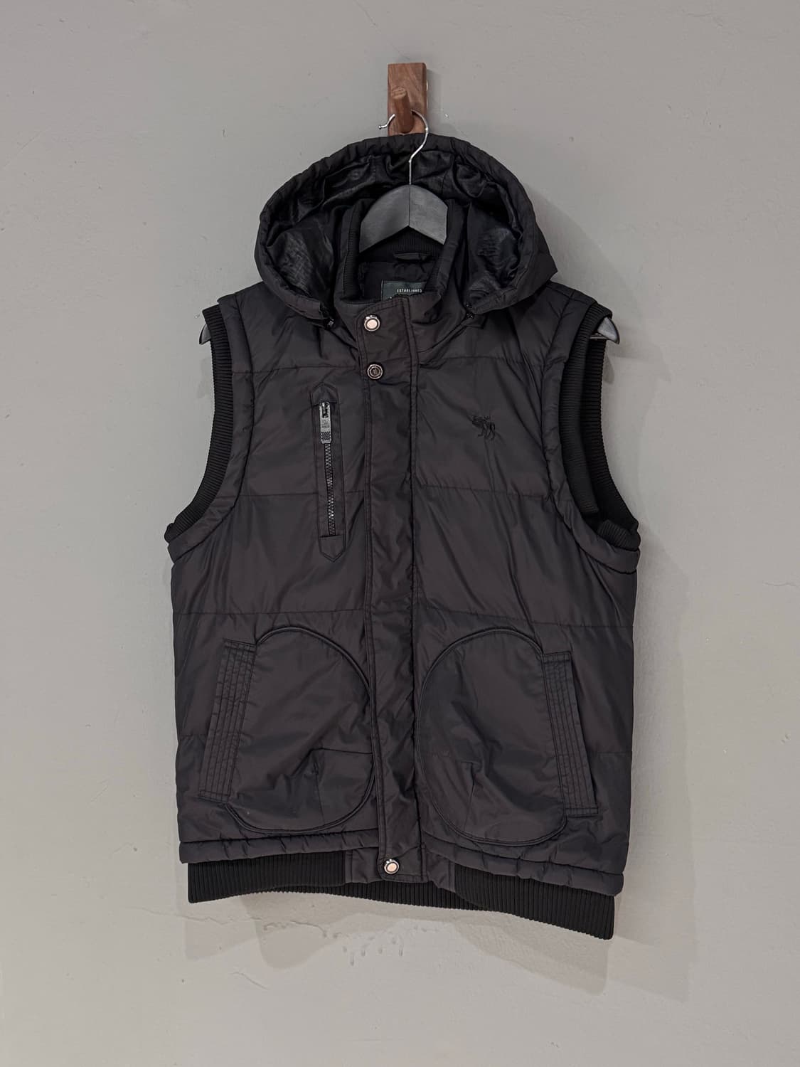 아베크롬비 블랙 후드 패딩조끼  상품이미지1