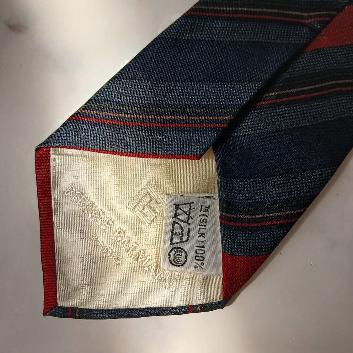 피에르 발망 실크 네이비 스트라이프 넥타이 8.4cm A등급 E820 상품이미지5