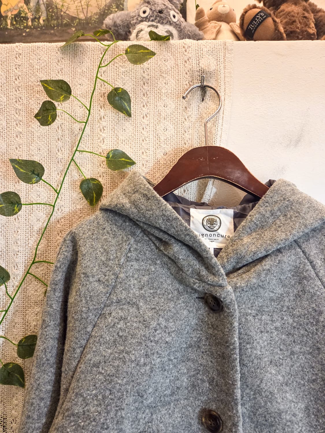 그레이 후드 롱 코트 상품이미지2