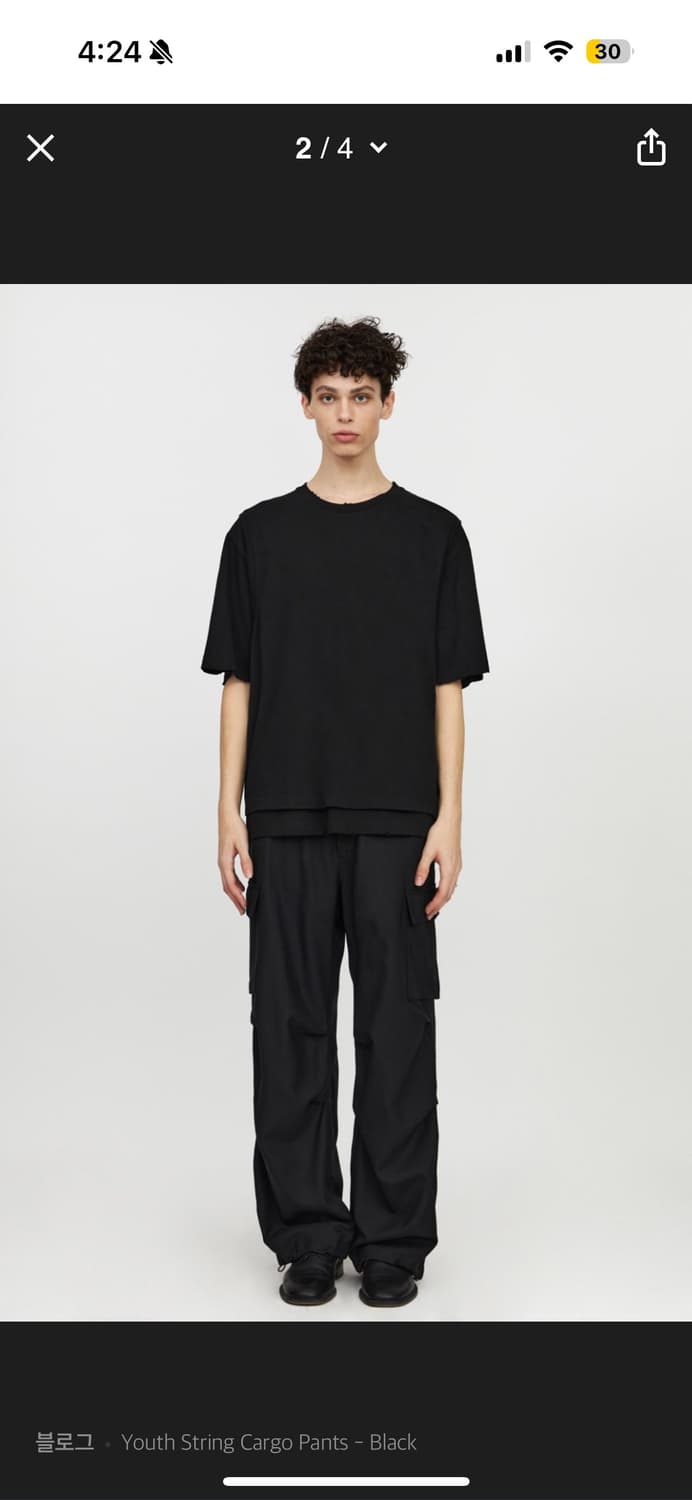 유스 youth 스트링 카고 팬츠 블랙색상 상품이미지2