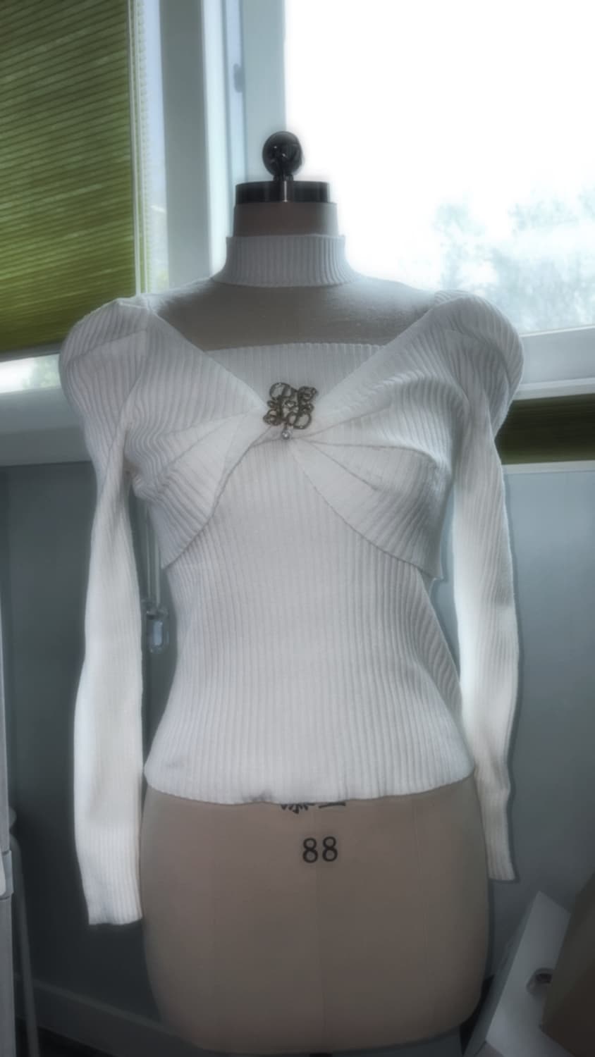 급전) 로지타 갸루 양지뢰 스나계 일본빈티지 니트 블라우스+브로치 상품이미지3