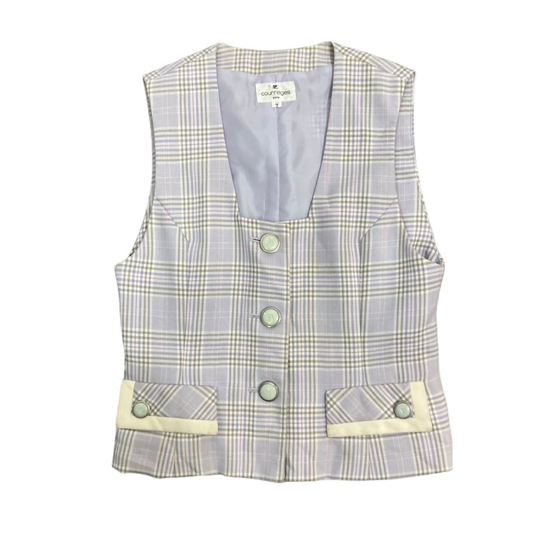 꾸레쥬 체크 베스트 상품이미지1