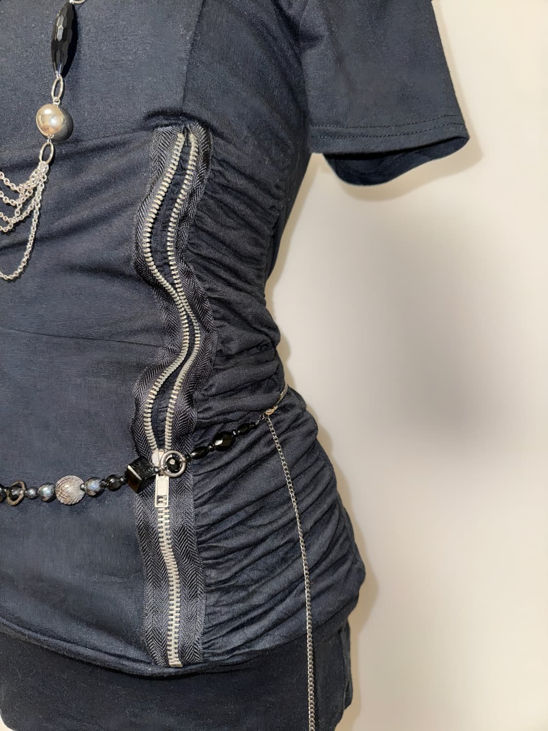 JOKY GAL 지퍼 셔링 갸루 미니 원피스  상품이미지3