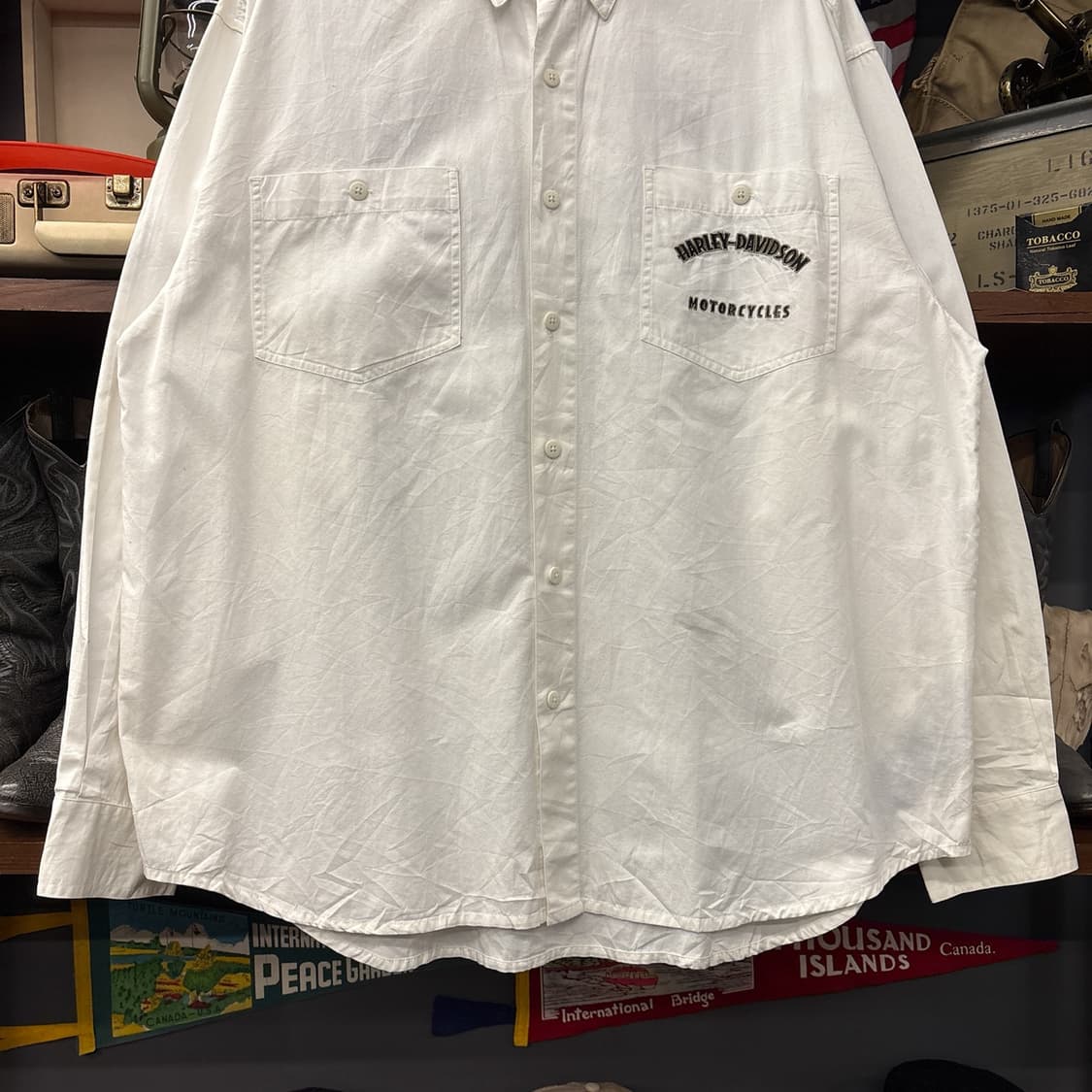 00s 할리데이비슨 아치 엠브로이드 레터링 라이딩셔츠 N957 상품이미지4