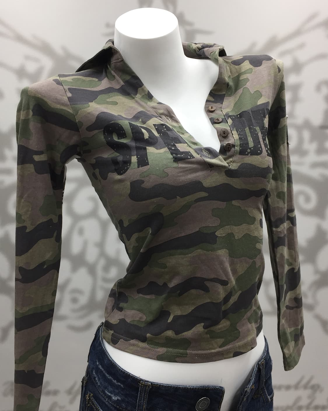 Y2K Camo patch details collar sleeves 상품이미지3