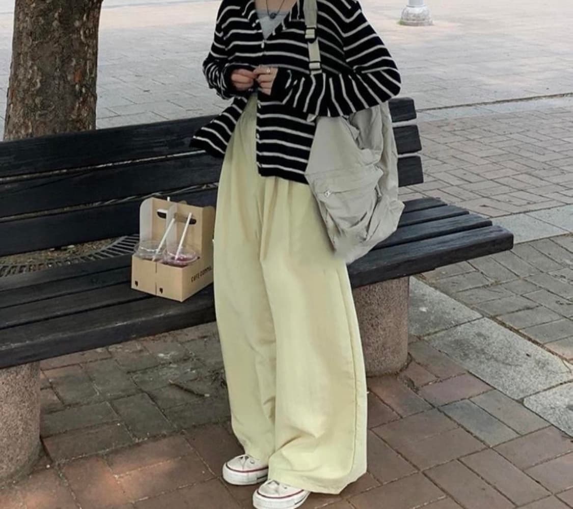 바온 티온 밴딩 와이드팬츠 올리브 상품이미지1