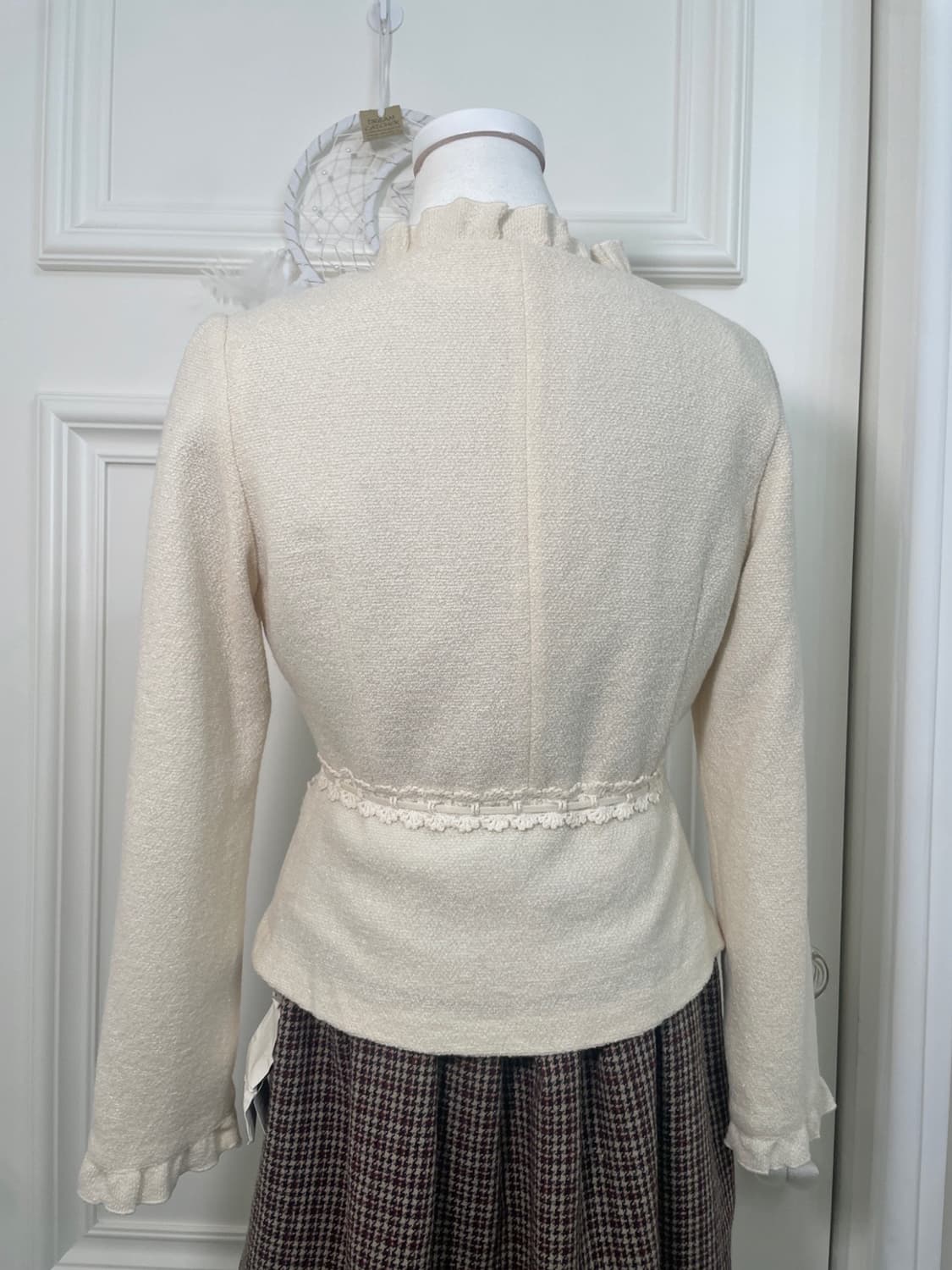 FRANCO FERRARO ivory tweed lace trim bow 상품이미지5