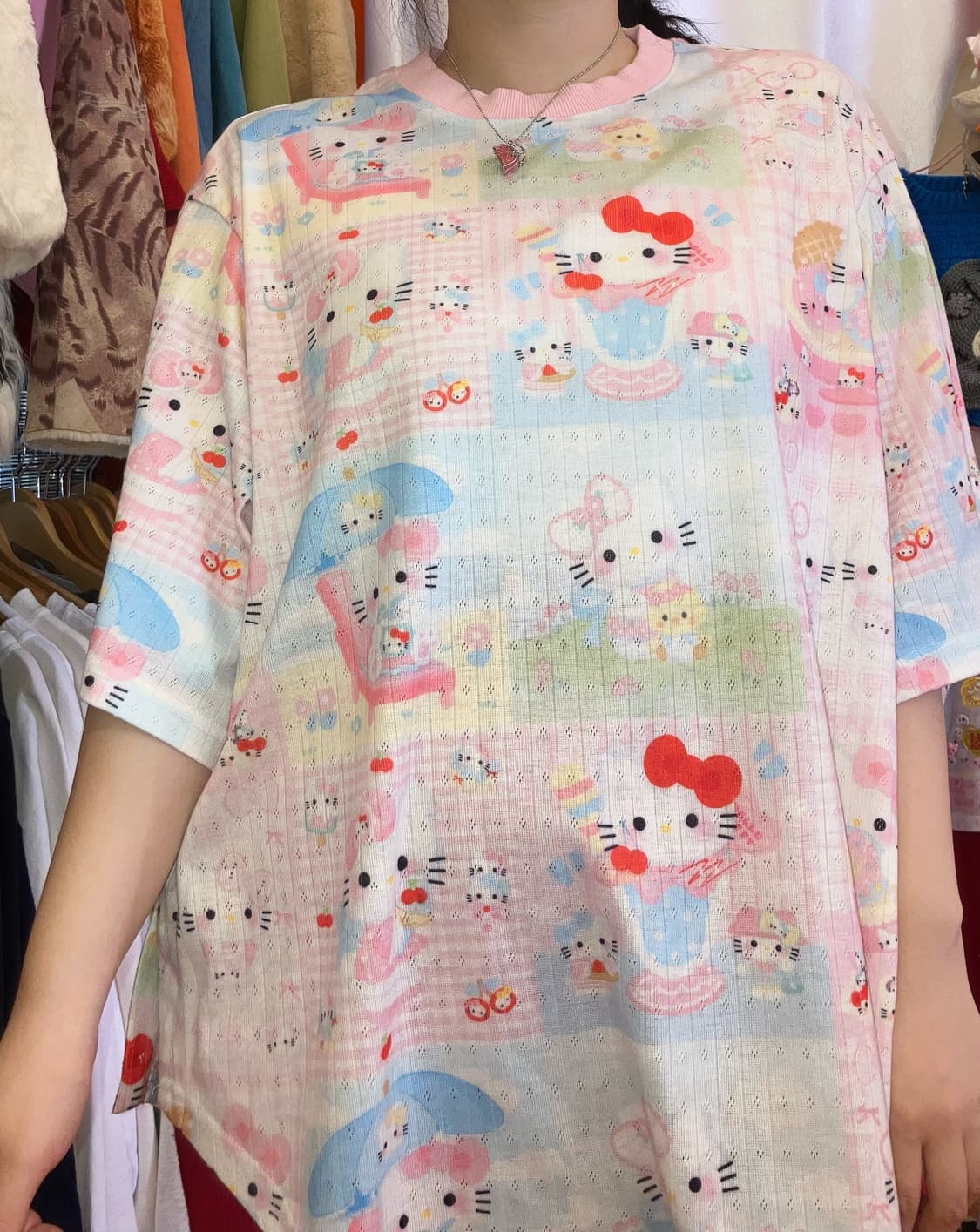 키티 니트 반소매 티셔츠 상품이미지1