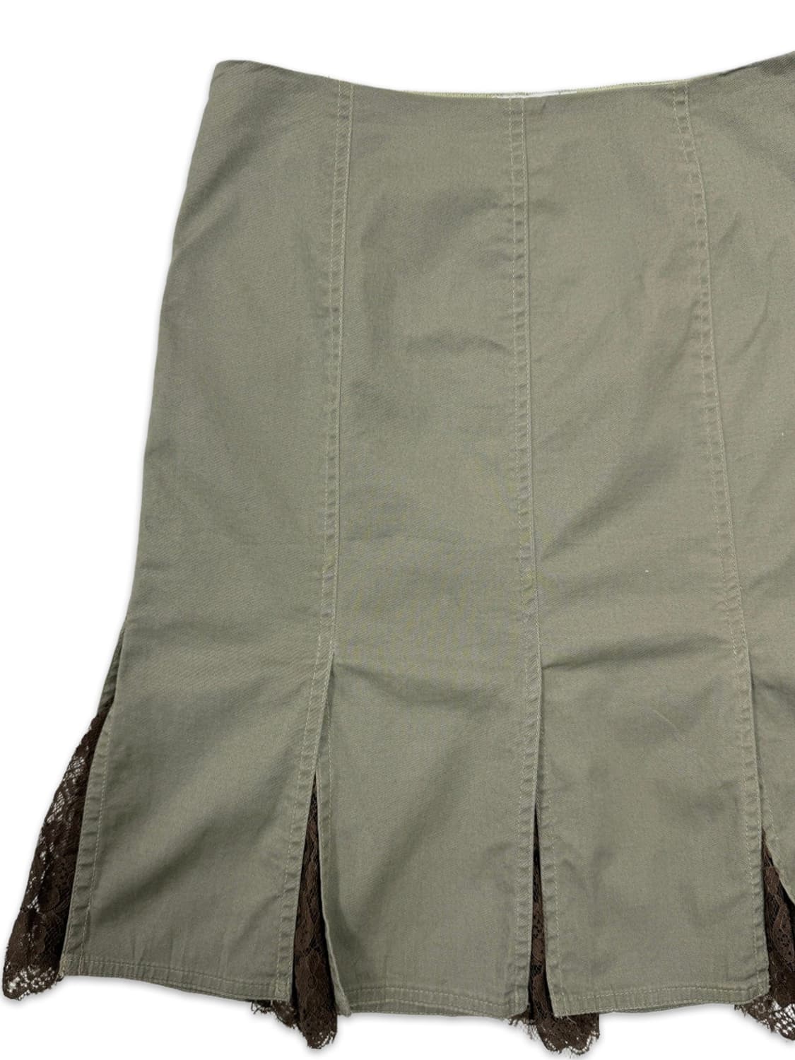 빈티지 카키 브라운 레이스 미디 스커트 상품이미지2