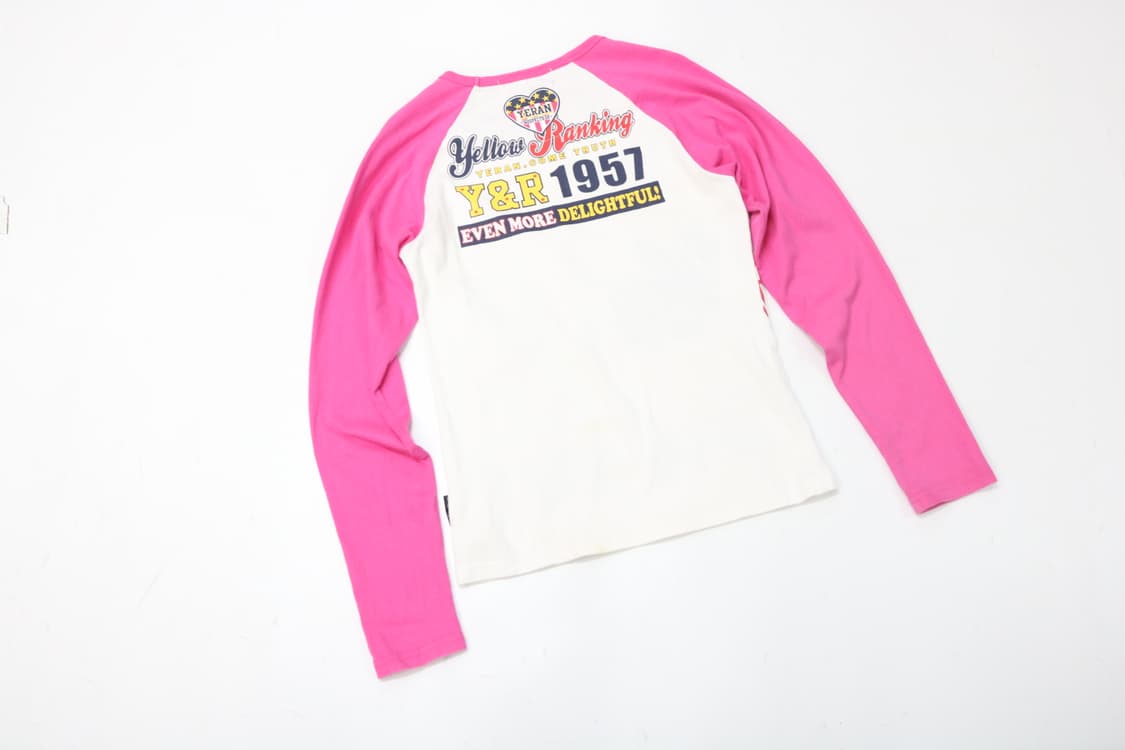 옐로우 랭킹 핑크색 레글런 긴팔 티셔츠 상품이미지7