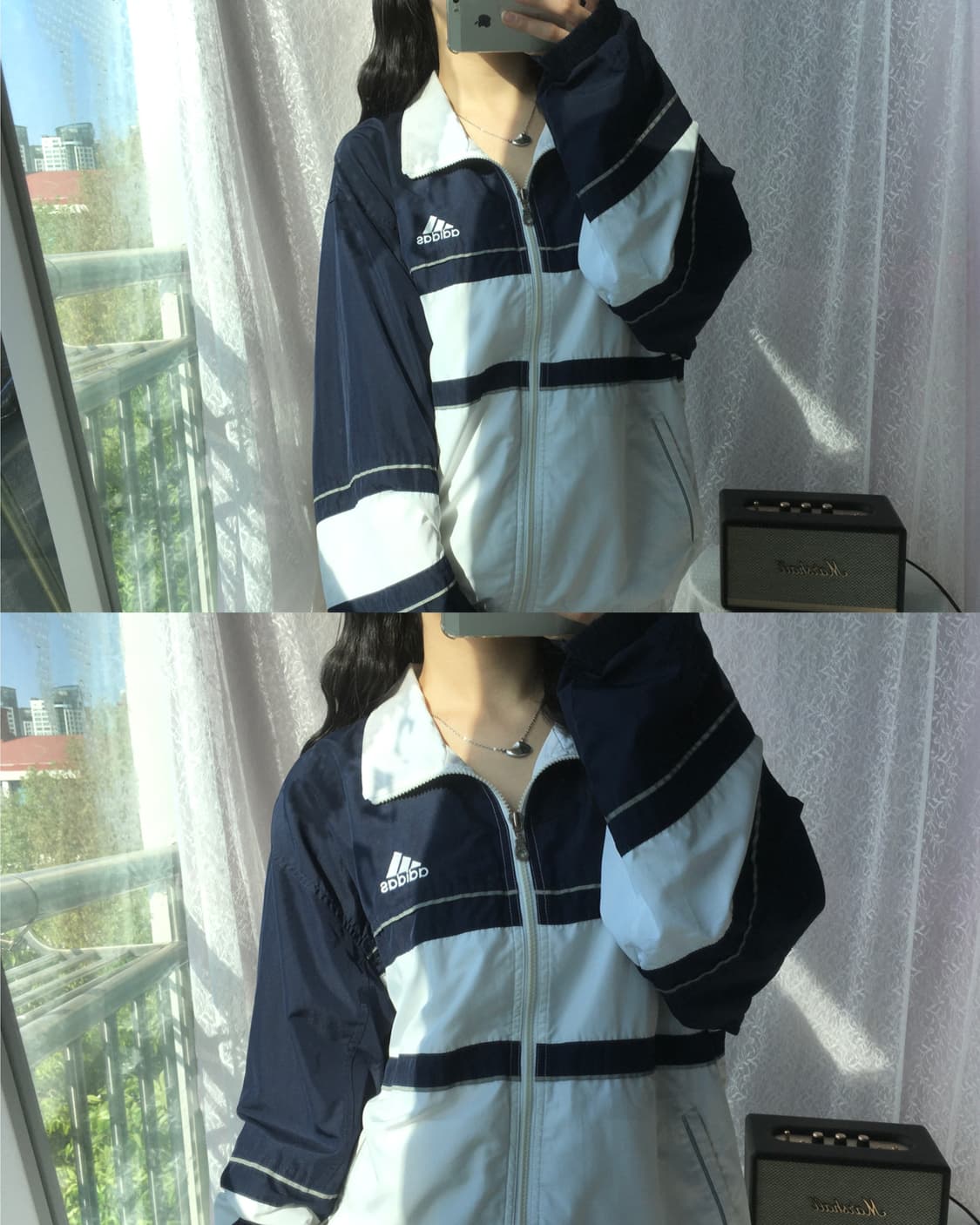 Adidas 80's old school white navy windbr 상품이미지2