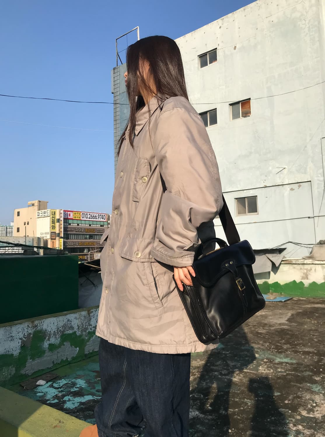 FREE HAND 클래식 블랙 가죽 가방 상품이미지1