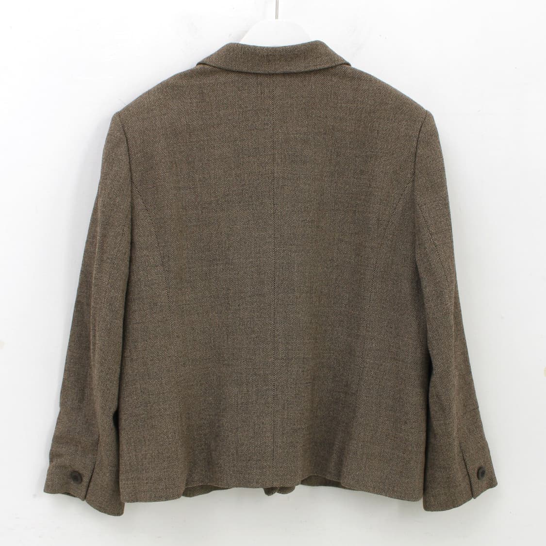 일본 빈티지 울 브라운 트위드 자켓 스커트 셋업 상품이미지5