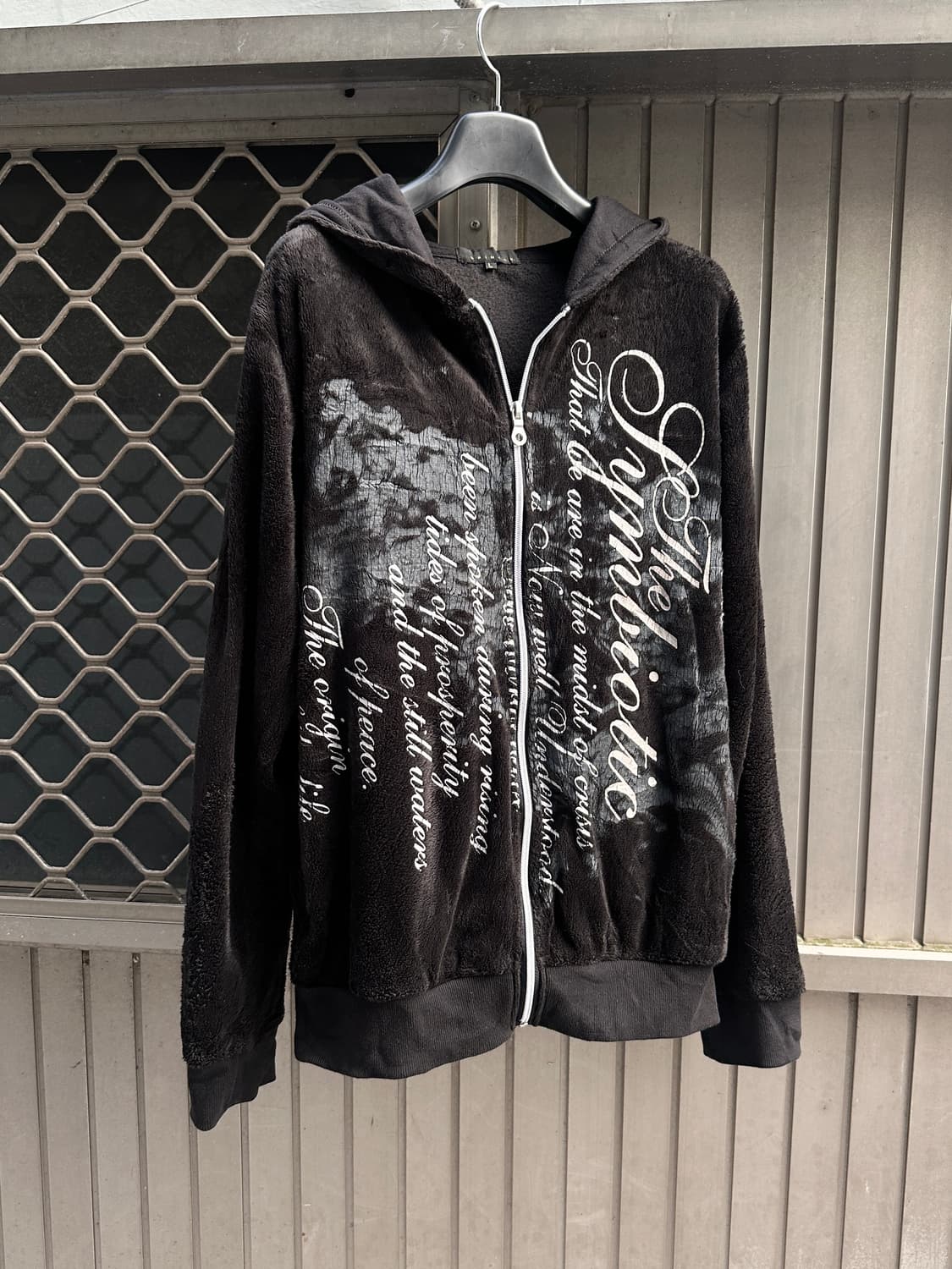Spinash gothic punk lettering fur hood 상품이미지1