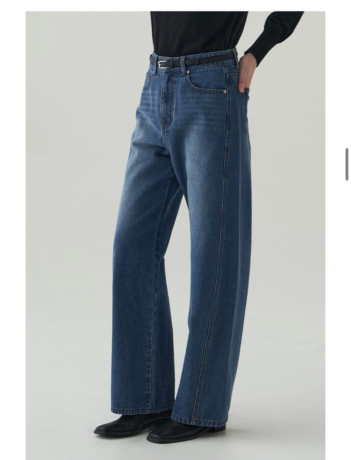 (새상품)(S) 드로우핏 우먼 커브드 와이드 핏 데님 팬츠 [BLUE] 상품이미지5