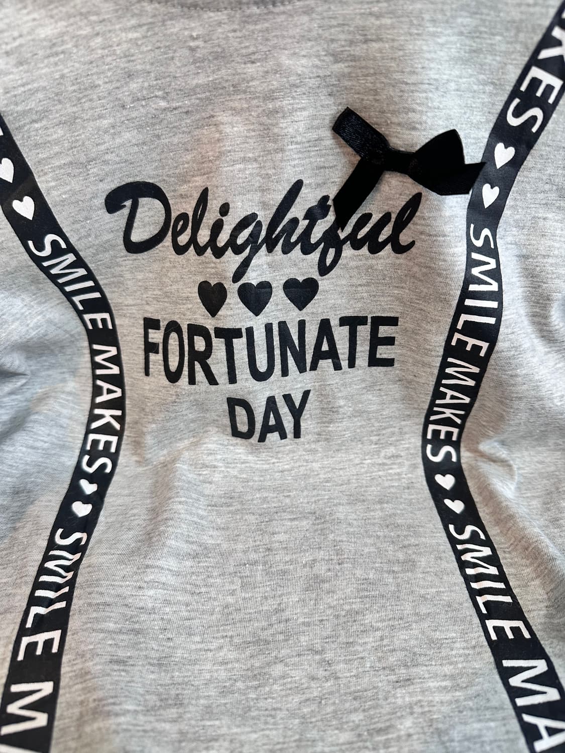 그레이 리본 레터링 티셔츠 상품이미지4