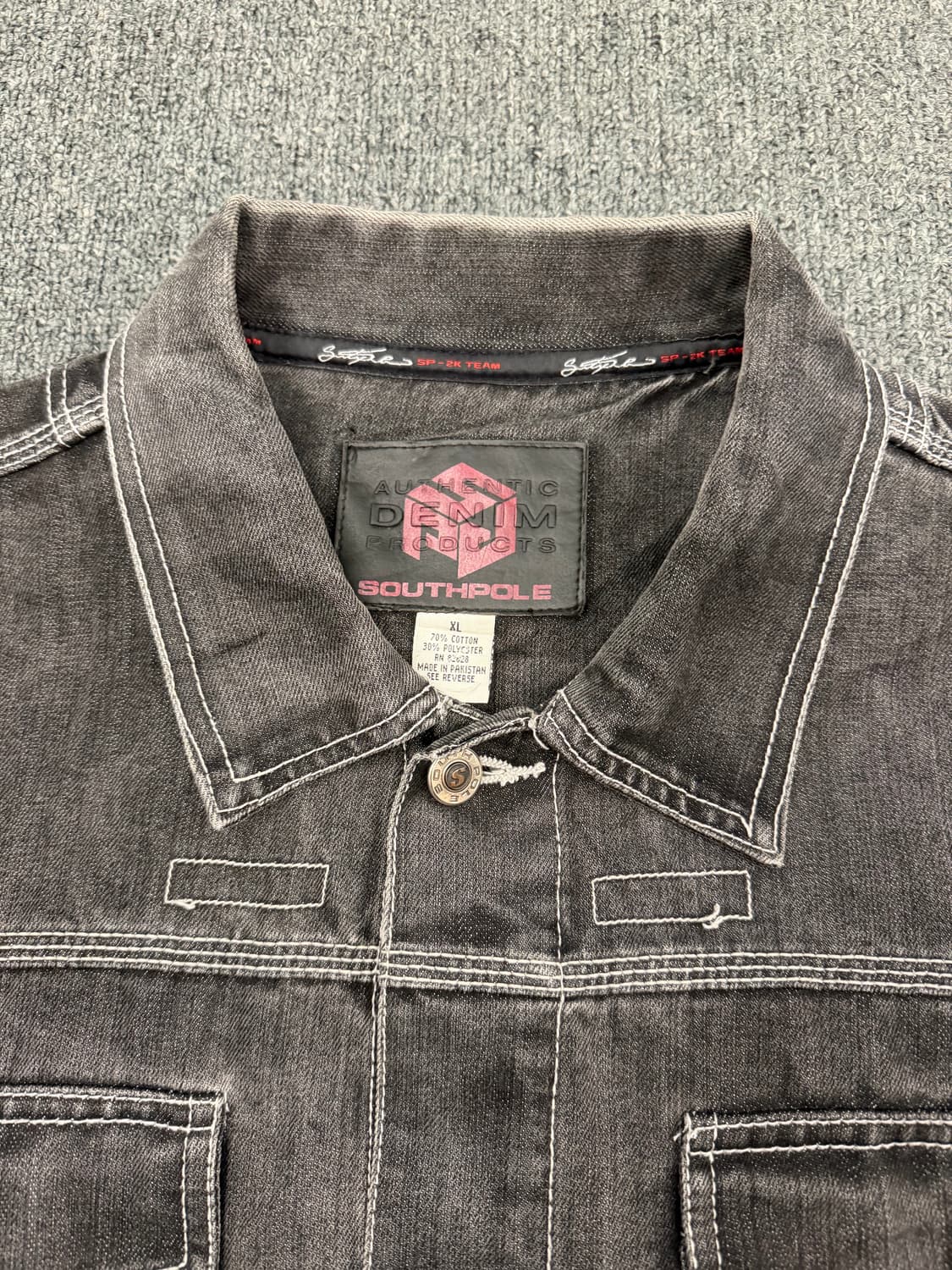 XL) 사우스폴 빈티지 흑청 데님 자켓 상품이미지2