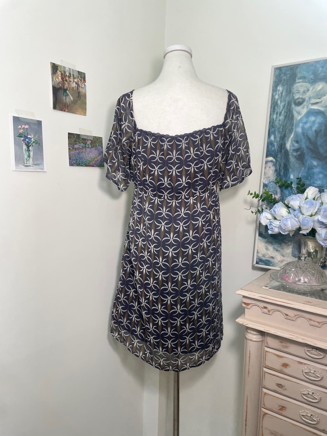 navy oriental mood bow midi opc(size-LL) 상품이미지2