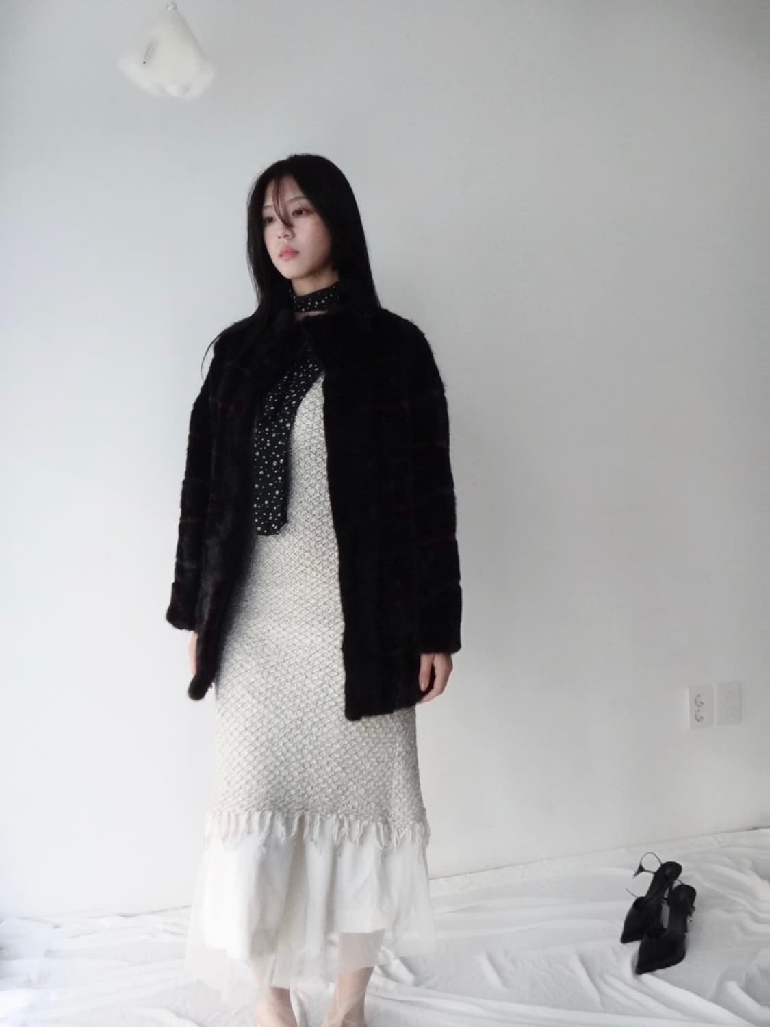 Stripe string jindo mink fur jacket/진도밍크 상품이미지6