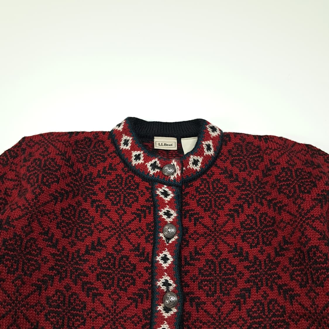 CL314 S/M 엘엘빈 90s 울 노르딕 페어아일 가디건 니트 상품이미지2