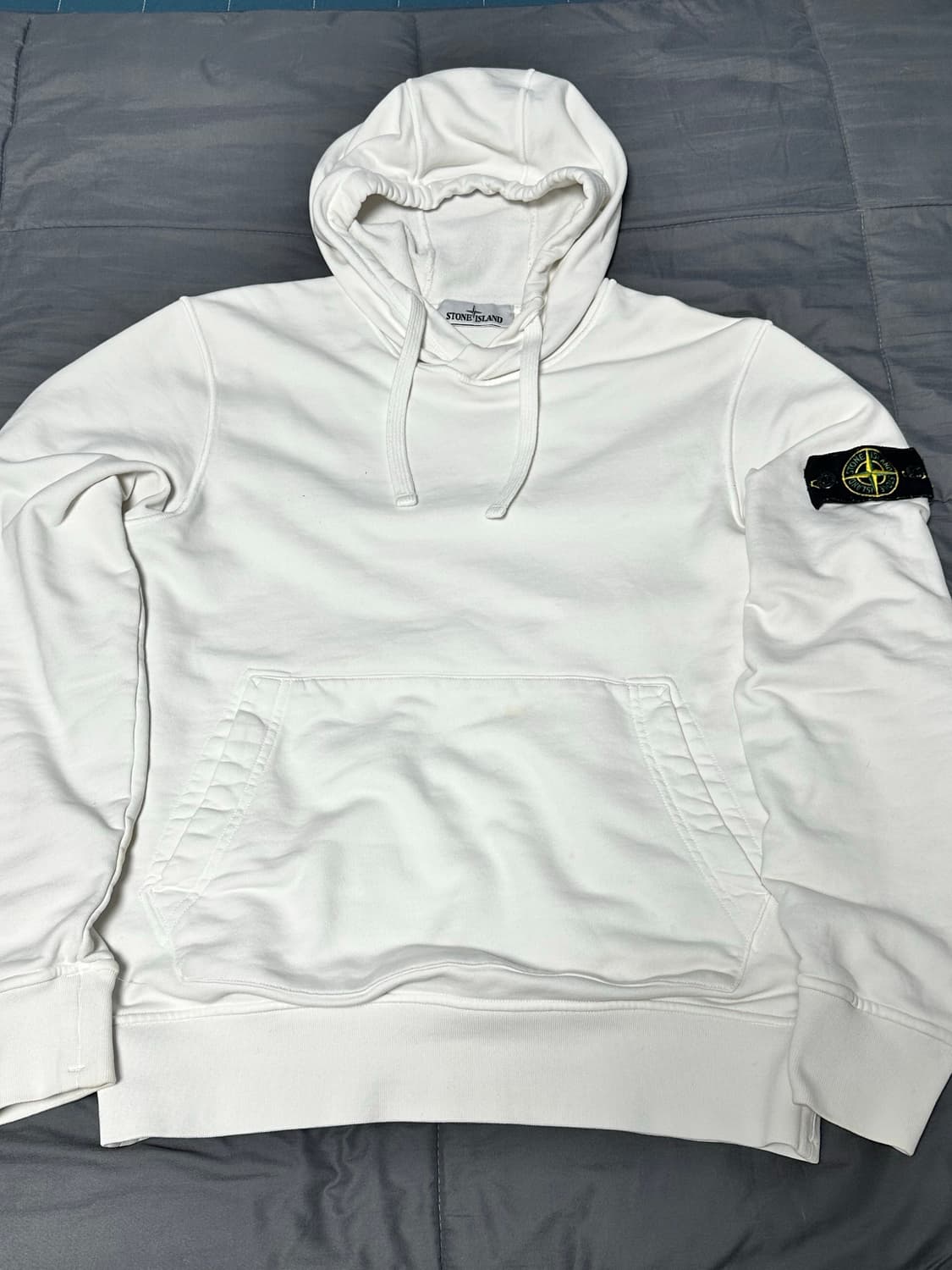 정품 스톤아일랜드 브러쉬드 코튼 후드티(M사이즈/화이트) 상품이미지1