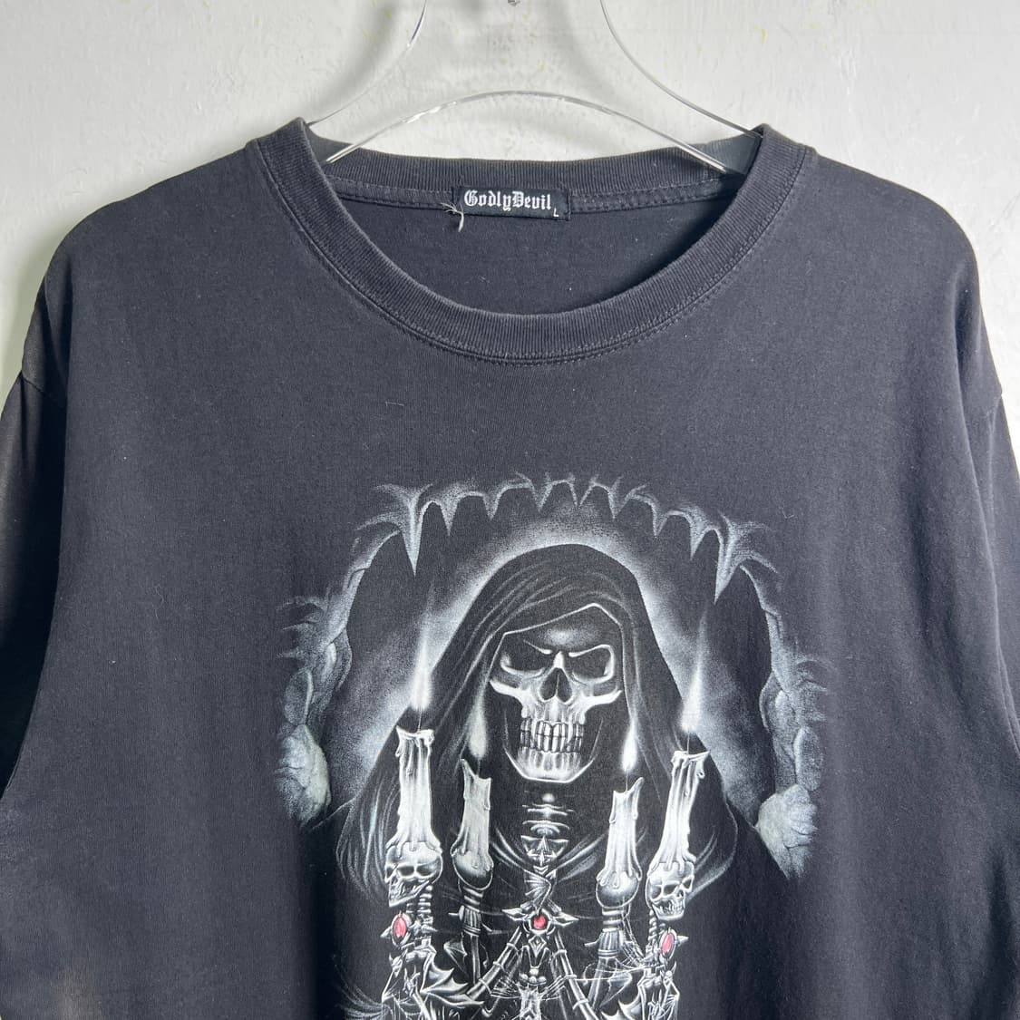 jpn vtg 빈티지 고딕 오컬트 스컬 프린팅 반팔 티셔츠 L 상품이미지5